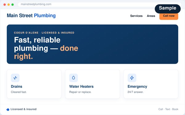 Sample: the same business rebuilt into a fast, clean, modern site.